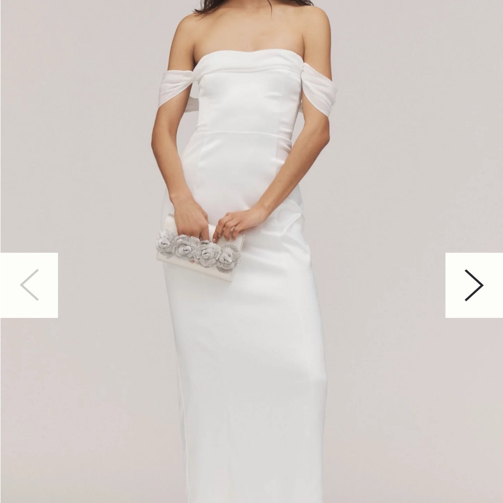 Anthropologie off the shoulder lace up satin midi dress